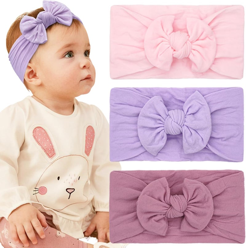 JOYOYO 3-Pack Soft Wide Turban Baby Headbands - Image 1